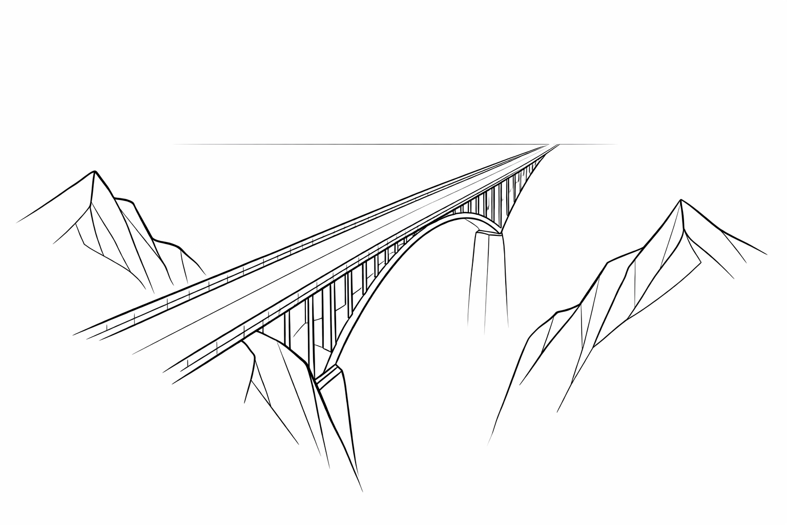 Minimalist line art of a bridge between mountain peaks representing the connection to hidden revenue.