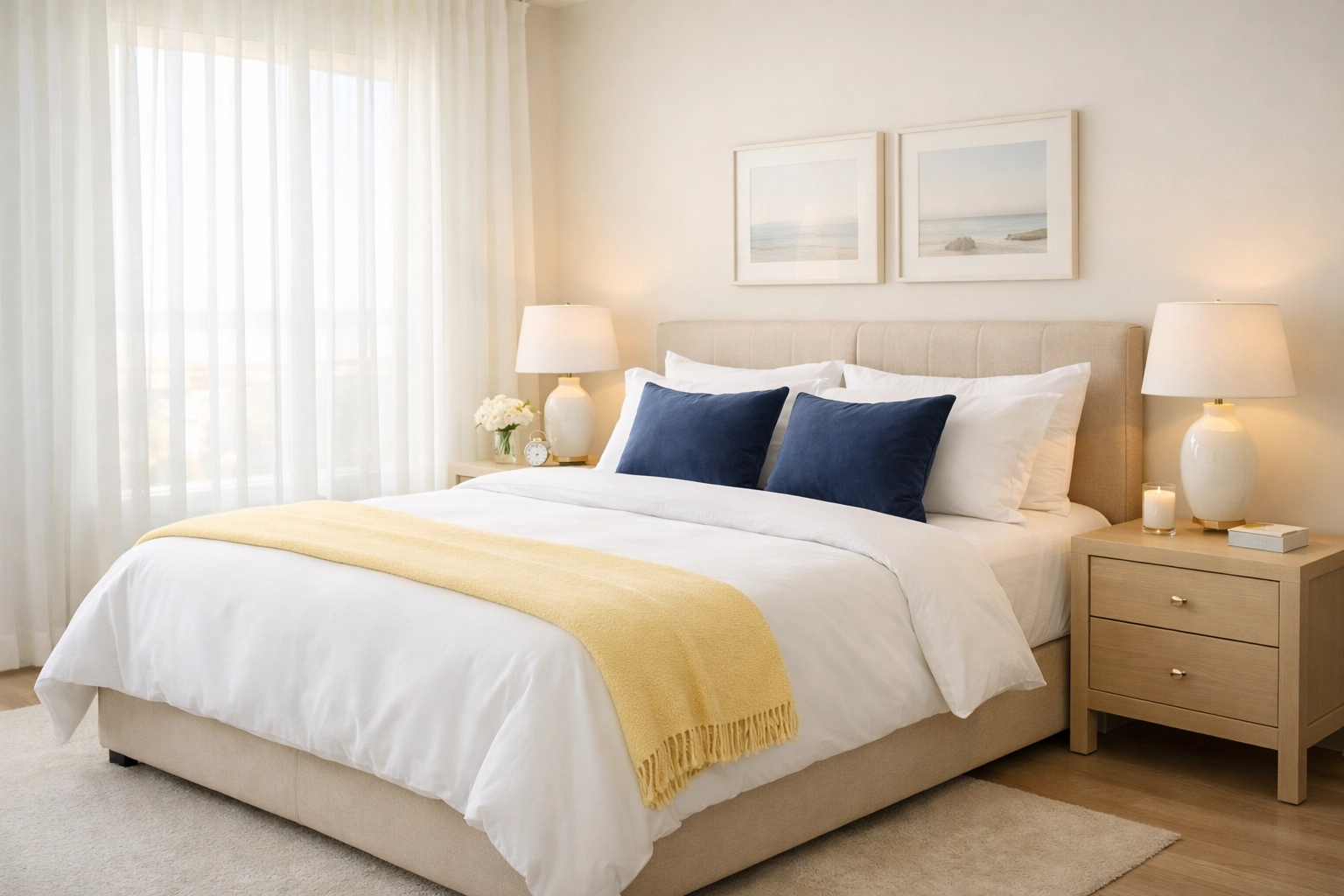 Pristine luxury bedroom sanctuary showcasing the peace of mind provided by house cleaning services MA.