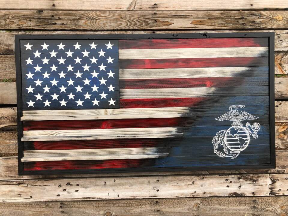 Handcrafted Wooden American Flag Wall Art
