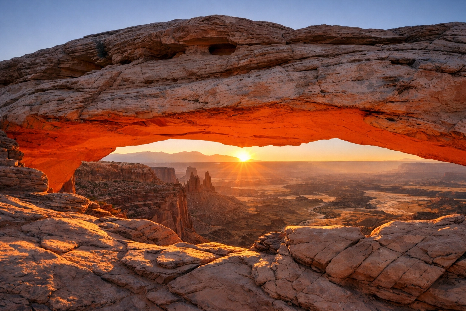 The Ultimate Guide to Photography in All 63 US National Parks: Everything You Need to Succeed 2 Mesa Arch glowing at sunrise in Canyonlands, a premier choice for best sunrise spots in National Parks.