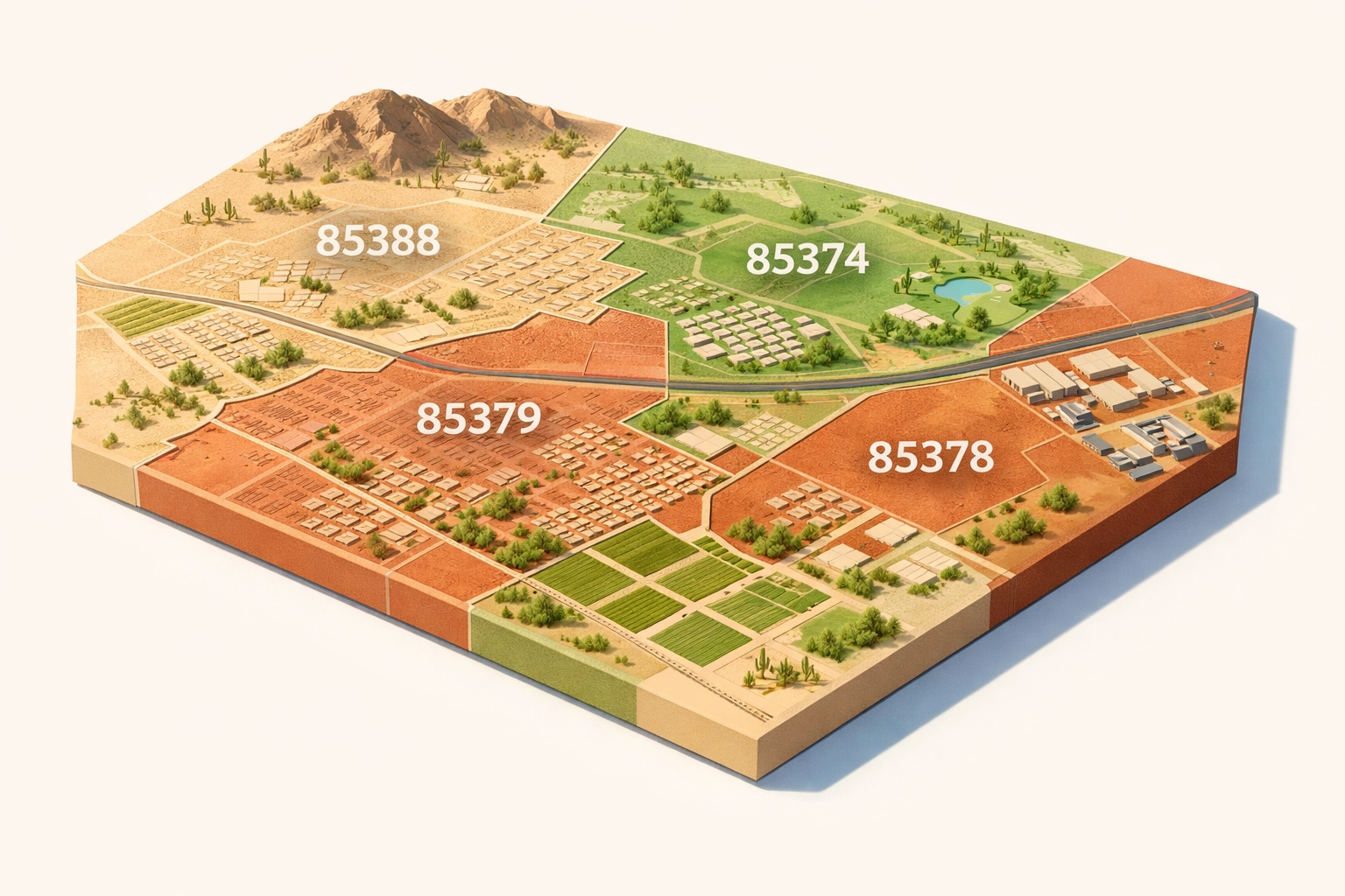 Map of Surprise Arizona showing real estate ZIP codes 85388, 85379, 85374, and 85378 for 2026 market trends. Map of Surprise Arizona showing real estate ZIP codes 85388, 85379, 85374, and 85378 for 2026 market trends.
