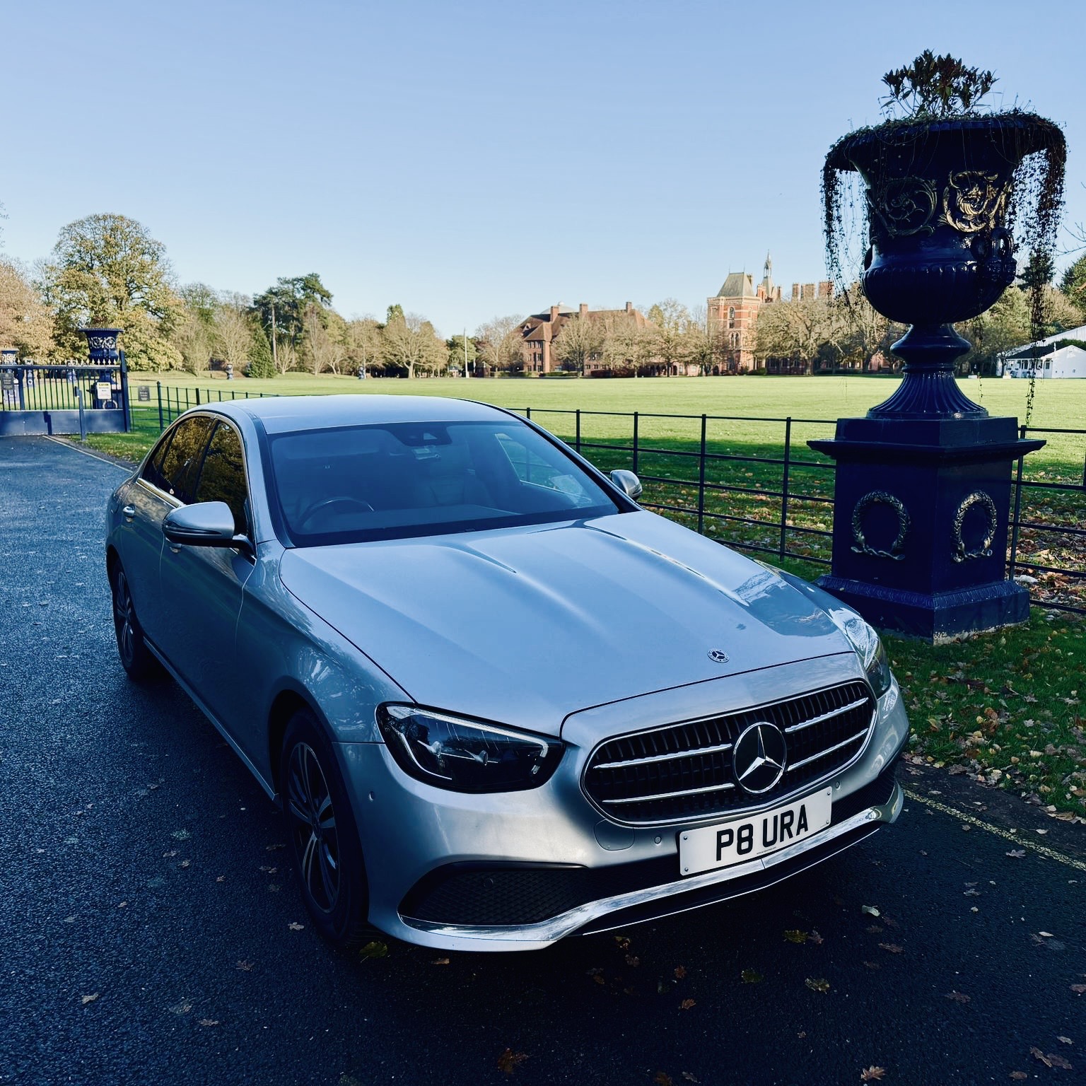 Silver Mercedes-Benz Executive Saloon on a driveway