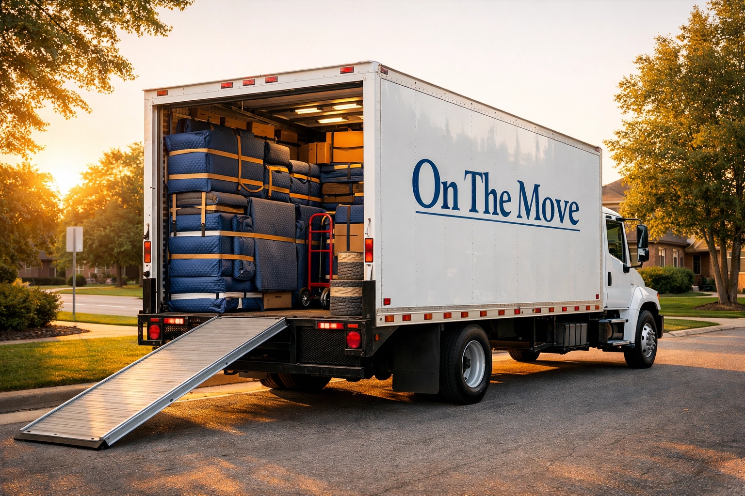 Professional On The Move truck parked in a Durham Region suburb for a secure local relocation.