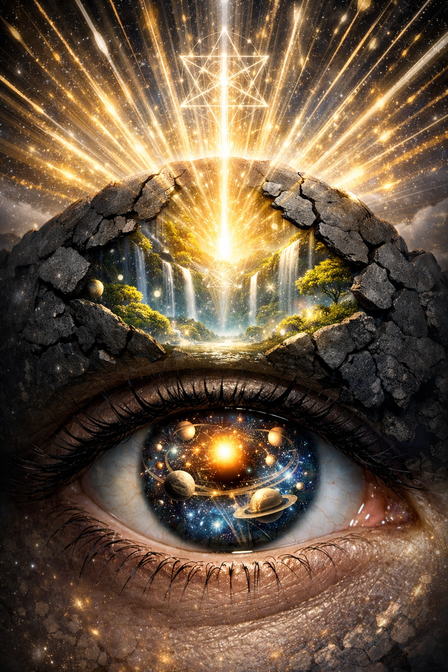A luminous eye showing the evolution of the nervous system to help you lead and love with an open heart.