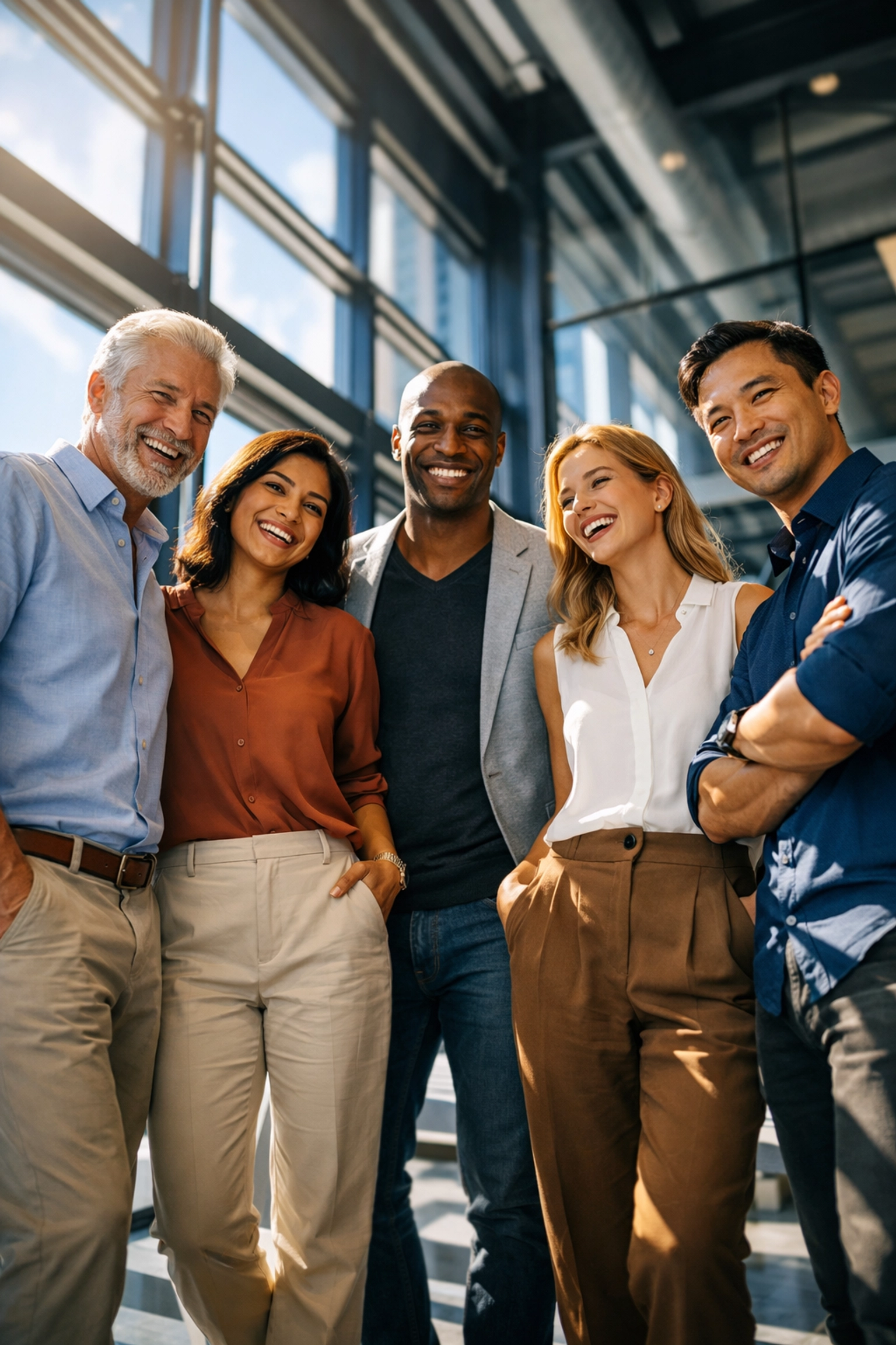 Diverse professional team collaborating in modern office demonstrating ensemble talent strategy