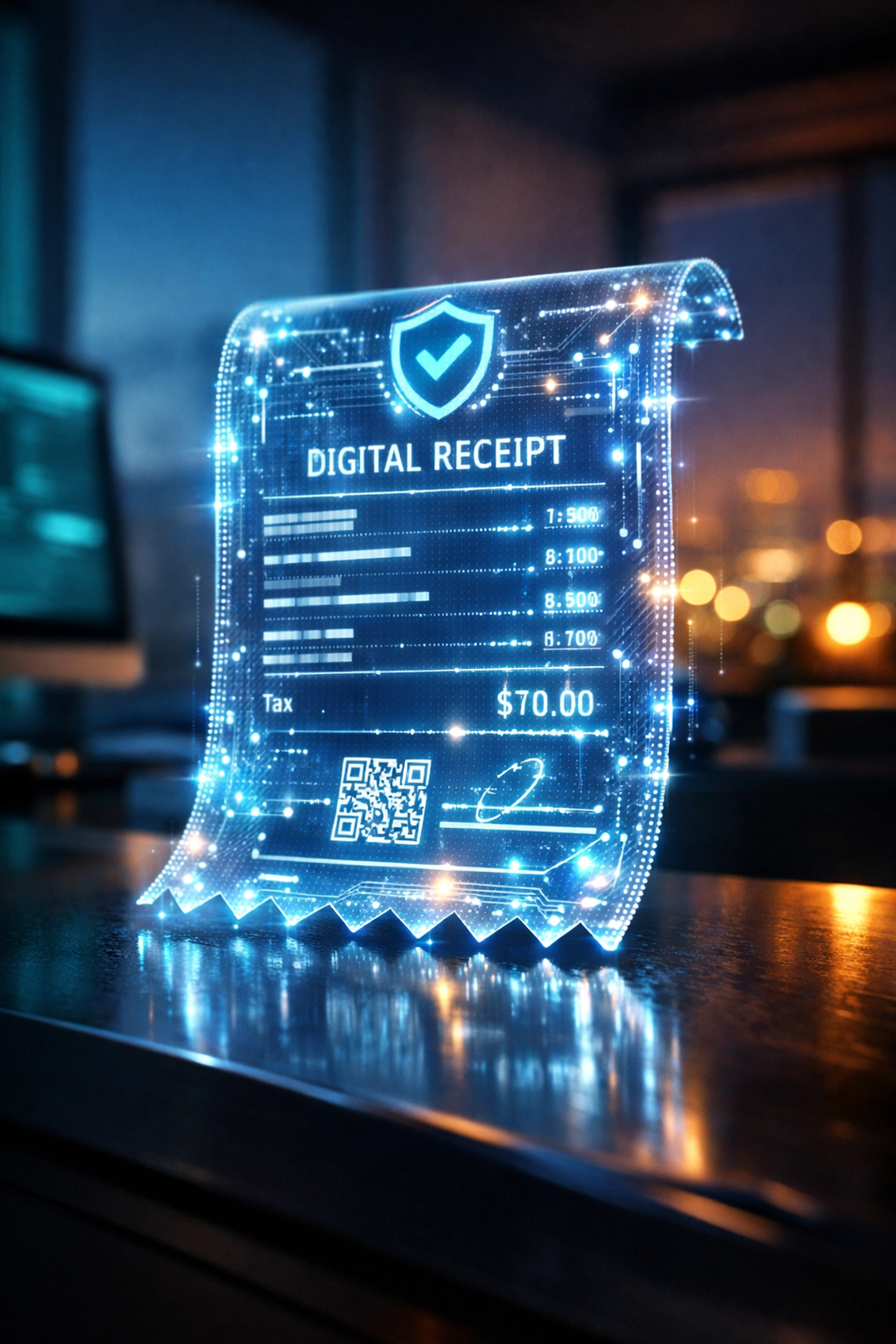 Digital NFT receipt representing secure, self-custody blockchain transaction records for Larecoin merchants.