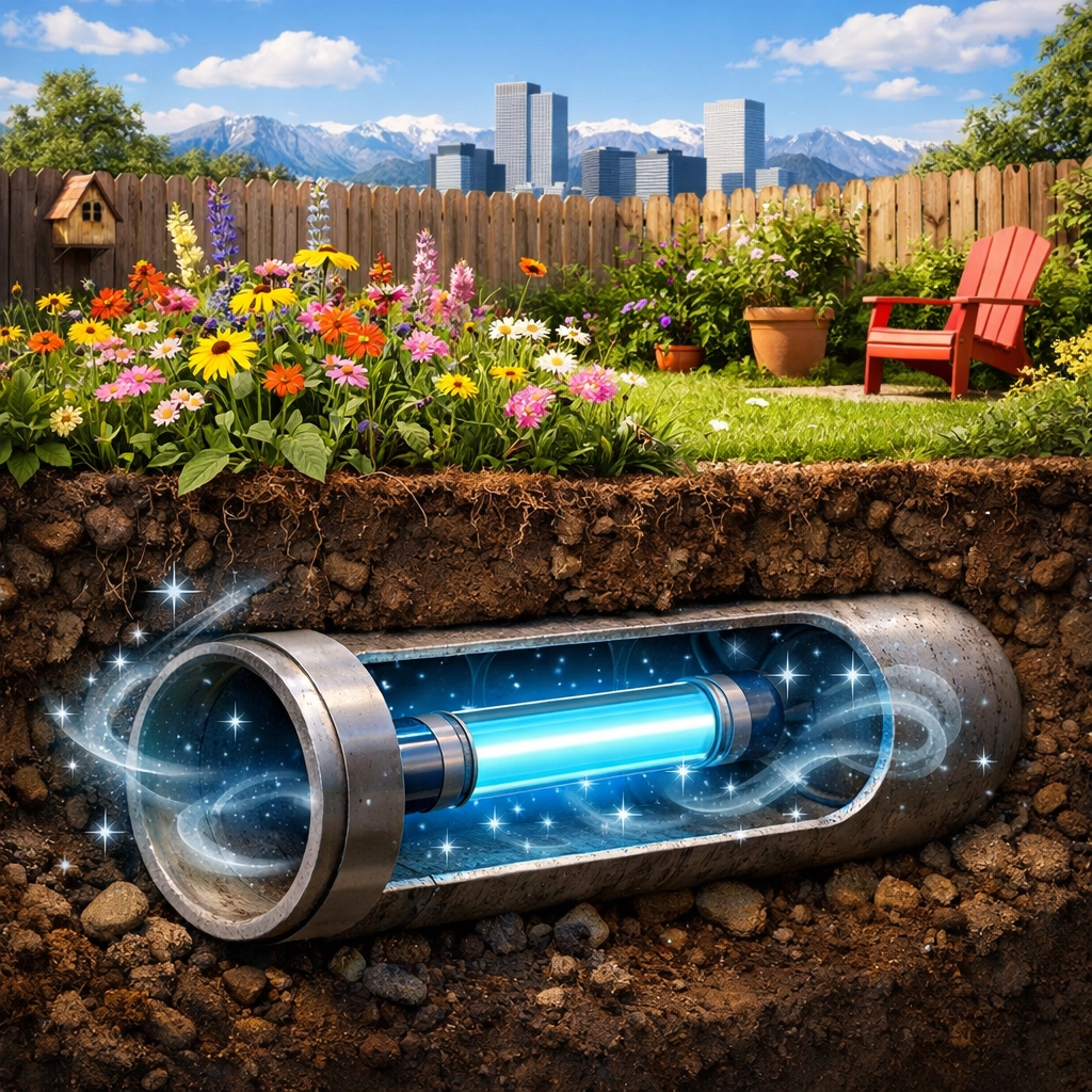 Eco-friendly LightRay UV liner curing underground without releasing harmful VOCs or odors in a yard.