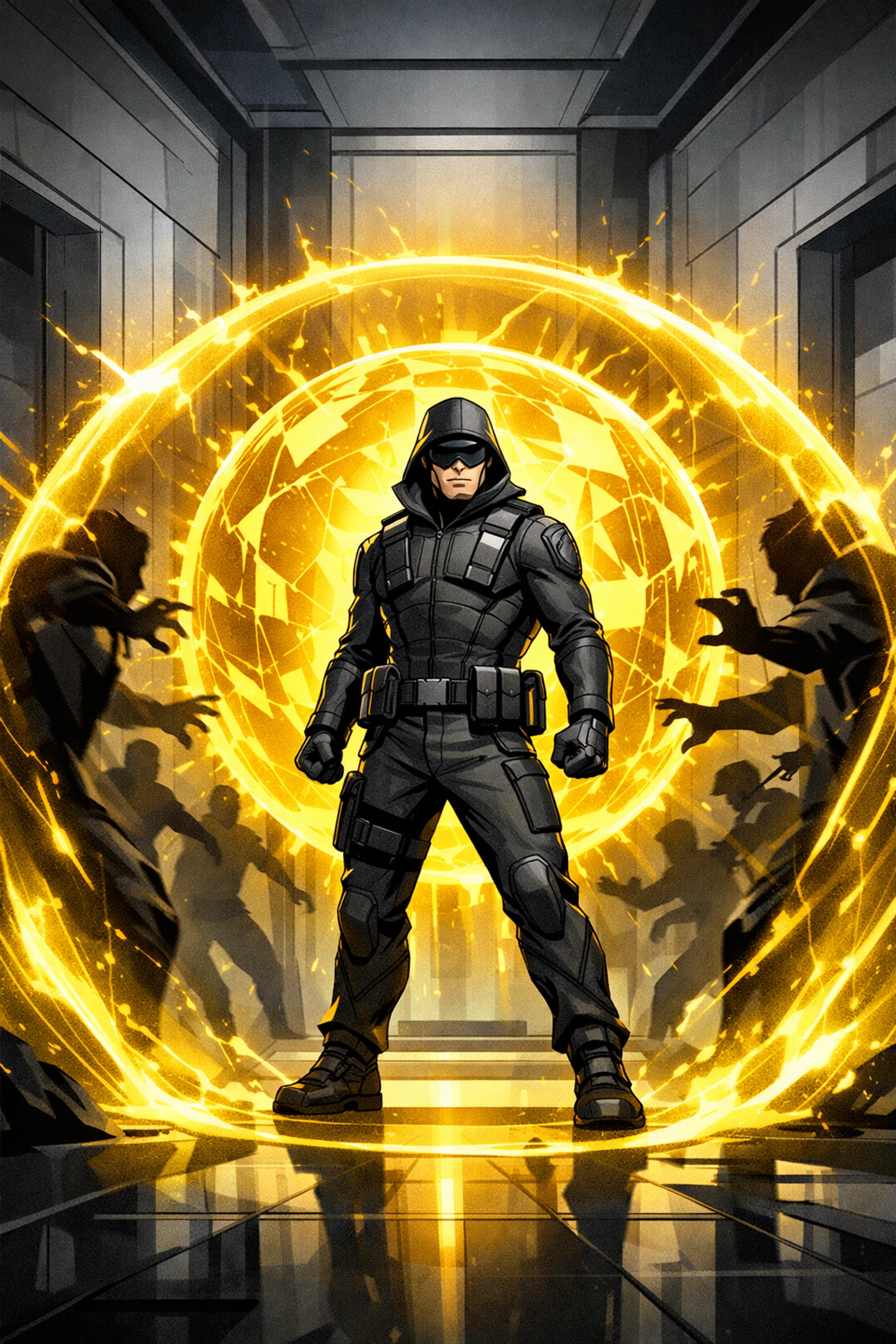 Strategic Amazon brand protection showing a figure guarding digital assets against counterfeit sellers.