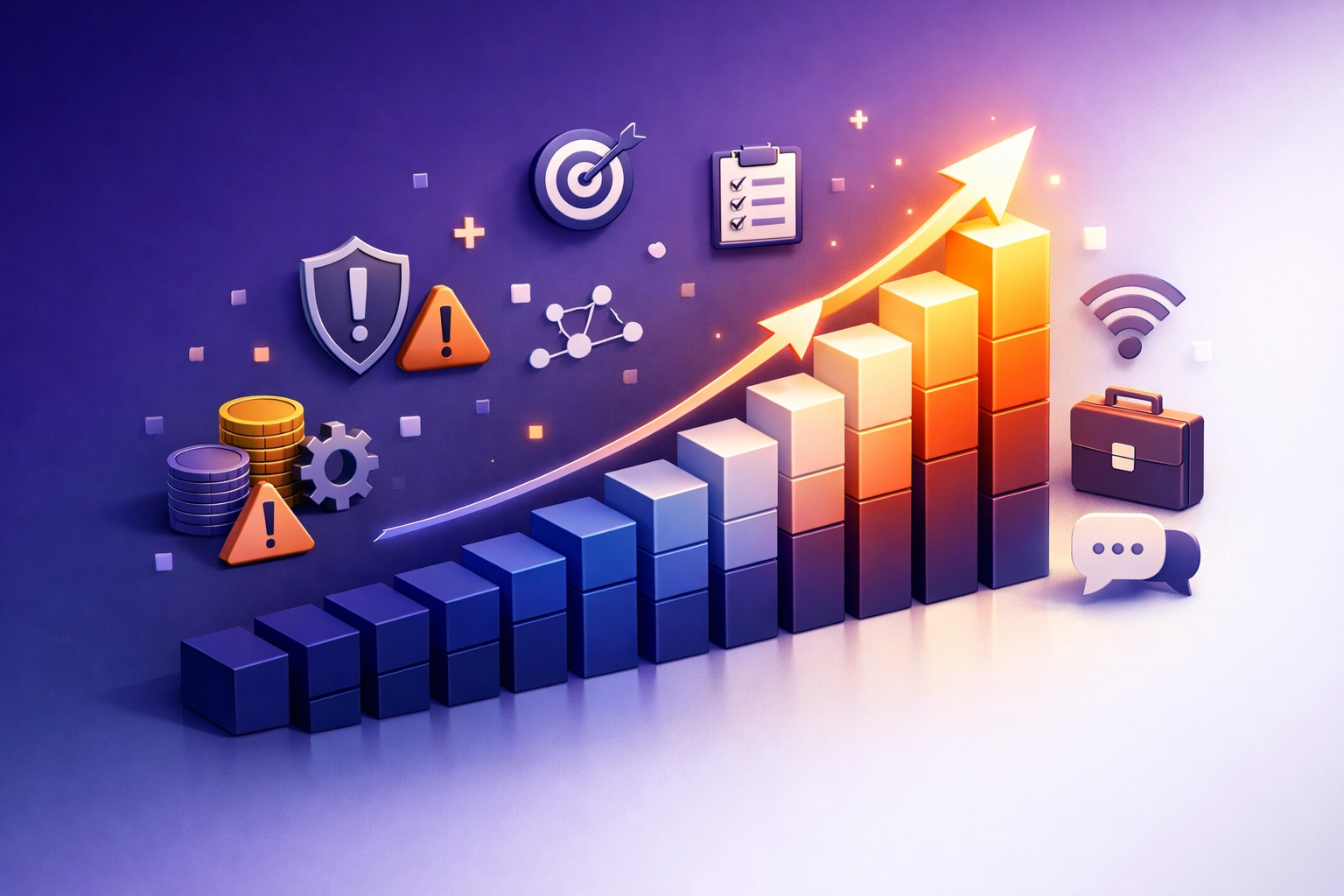 Upward trending graph showing hybrid project management success metrics and performance growth