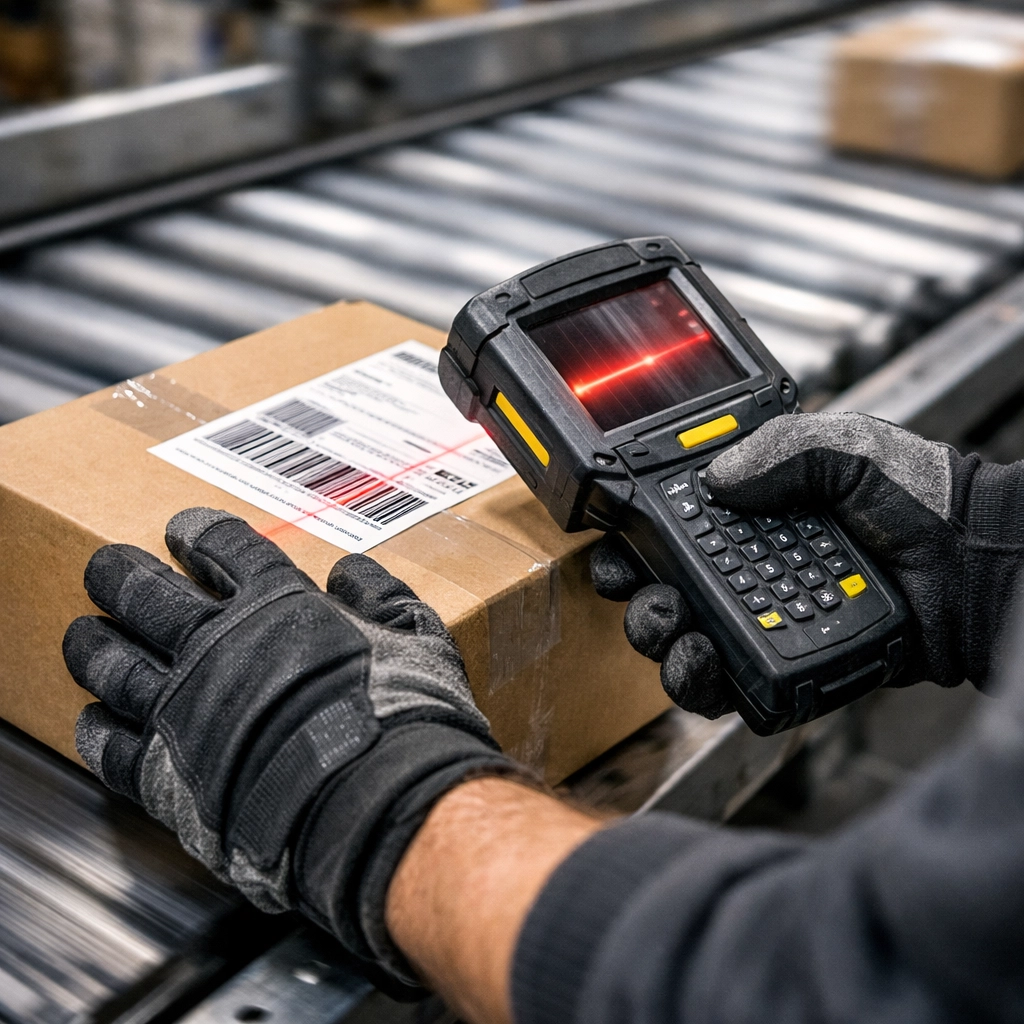 Warehouse professional scanning a package to ensure flawless SKU management by third party logistics providers.