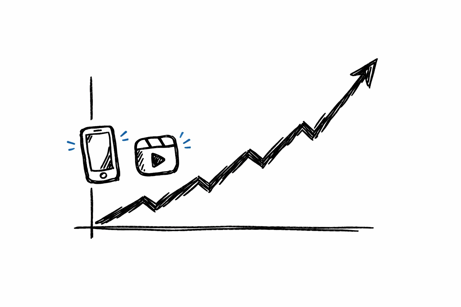 Hand drawn upward growth line for Instagram Reels engagement
