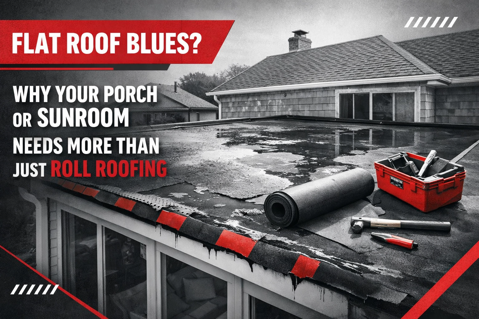[HERO] Flat Roof Blues? Why Your Porch or Sunroom Needs More Than Just Roll Roofing
