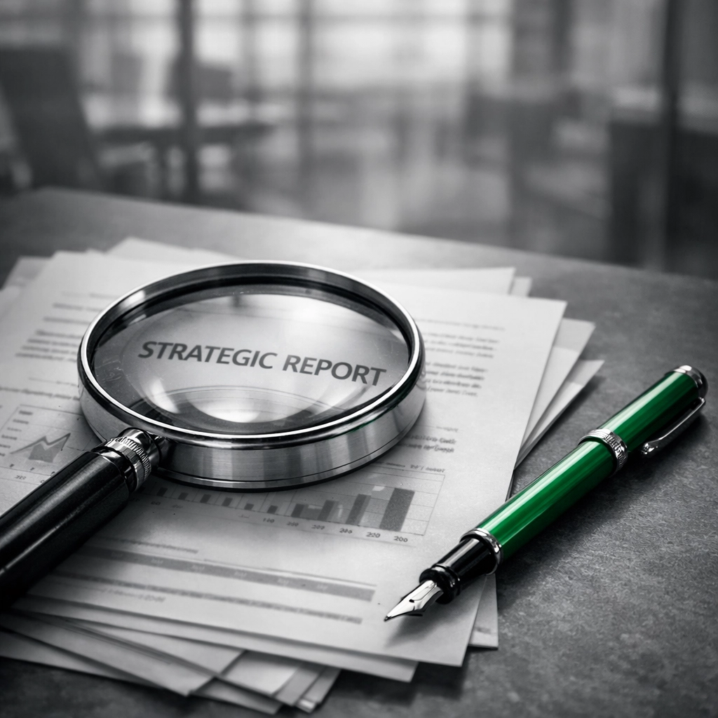 Magnifying glass on reports representing board micromanagement and its impact on leadership effectiveness.