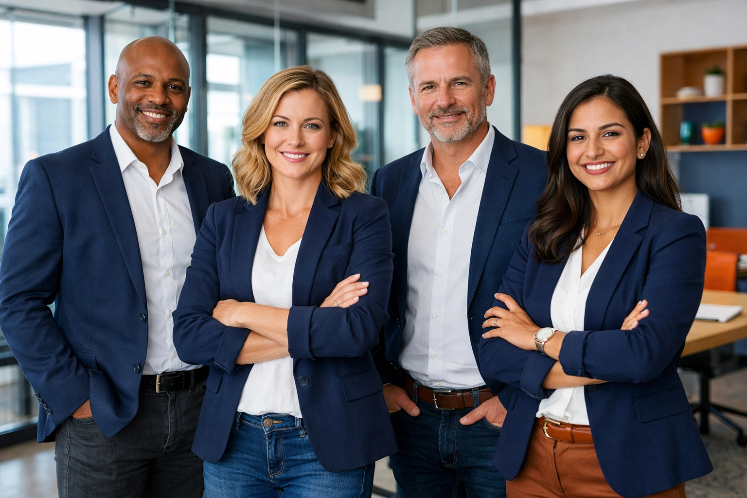 Strong management team in modern office representing key business value driver for buyers