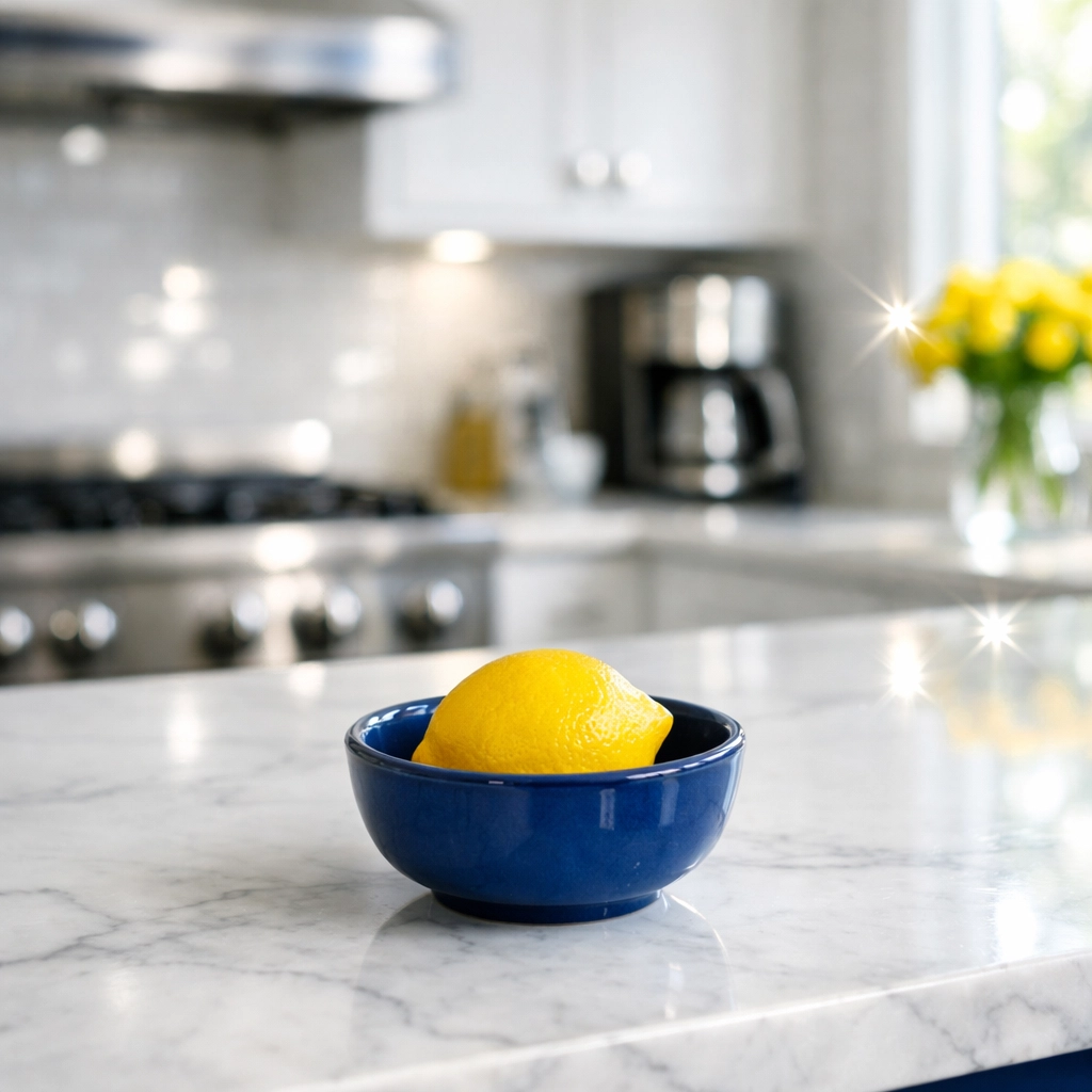 Sparkling clean luxury kitchen countertop highlighting professional house cleaning in Grafton, MA.