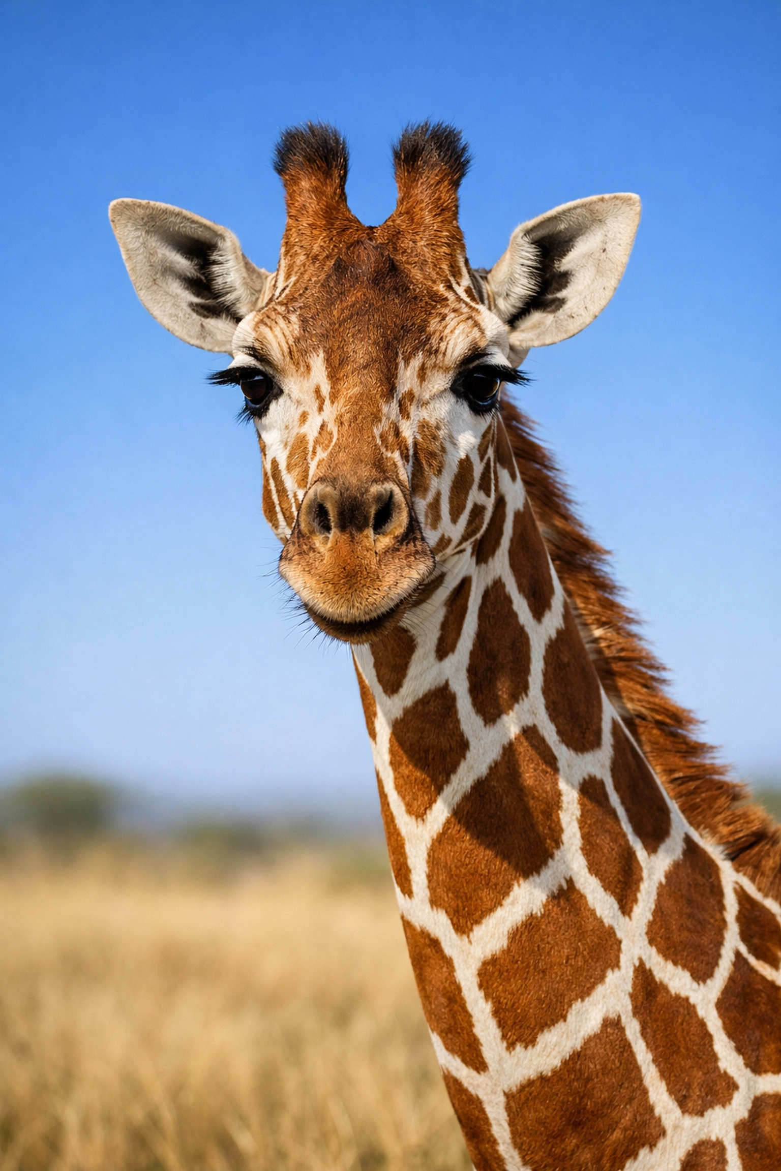 Professional portrait of a giraffe with sharp detail, serving as a visual ambassador for sponsored species.