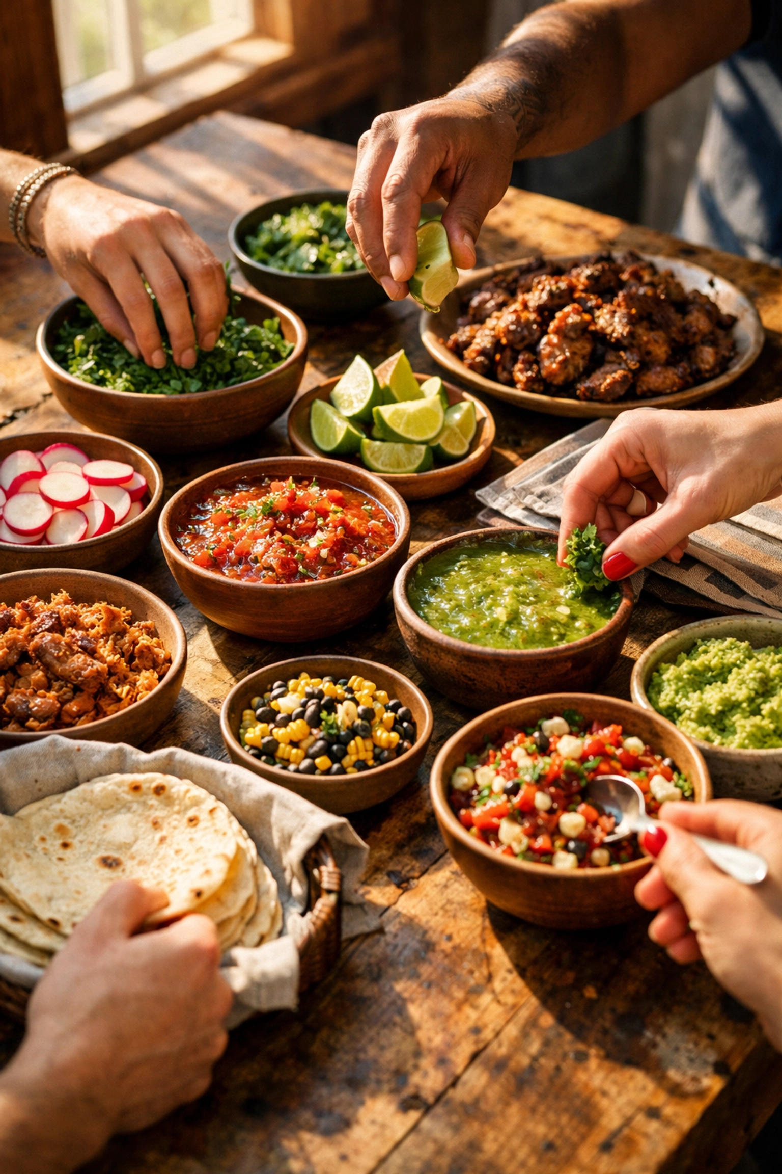 Fresh taco bar ingredients for Utah food truck catering pick-up buffet service