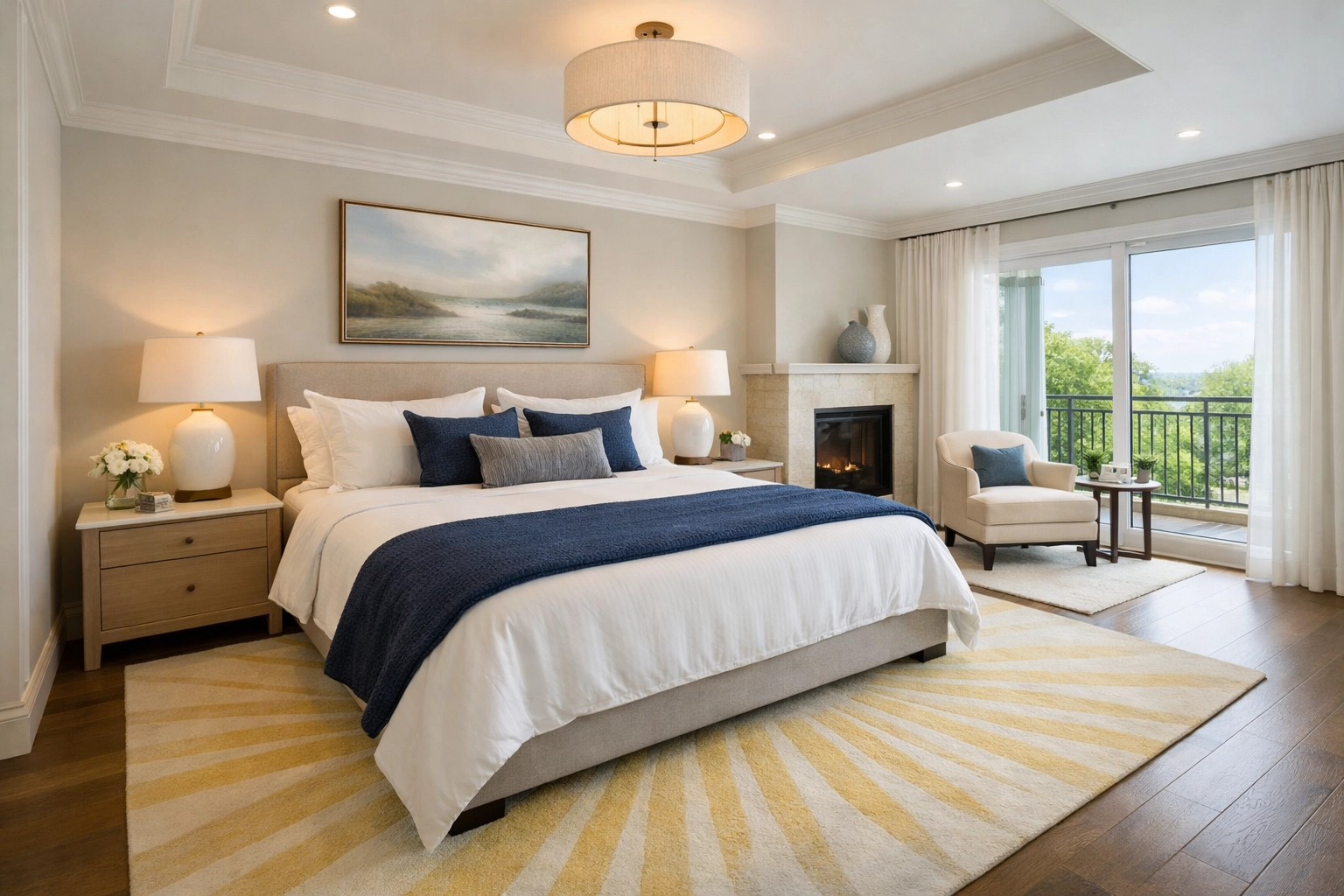 A serene Medfield master bedroom kept pristine with consistent weekly or bi-weekly house cleaning.