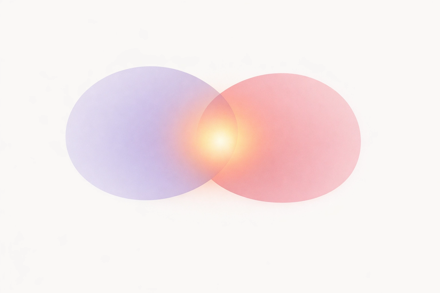 Abstract merging shapes with a warm glow, representing empathy and emotional intelligence in hybrid leadership.