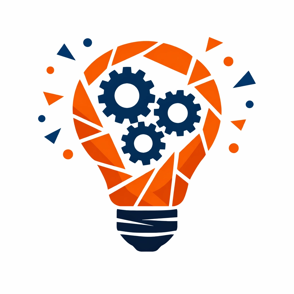 Strategic Instructional Design graphic with gears and a lightbulb, illustrating the machinery behind eLearning Samples.