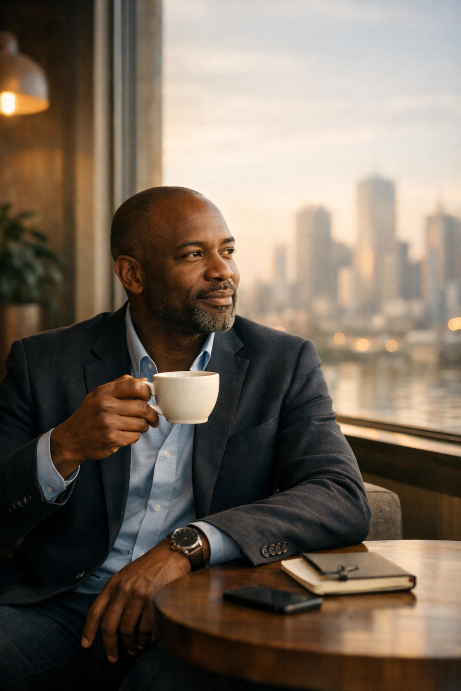 Successful business owner experiencing peace of mind and financial stability through consistent business profits.