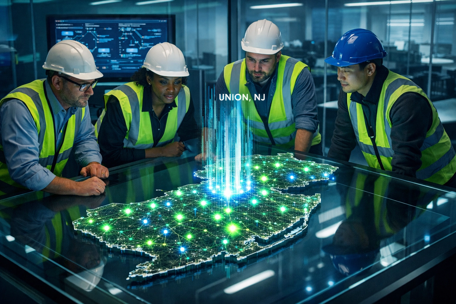 NJTechland IT technicians at Union, NJ operations center coordinating New Jersey field services