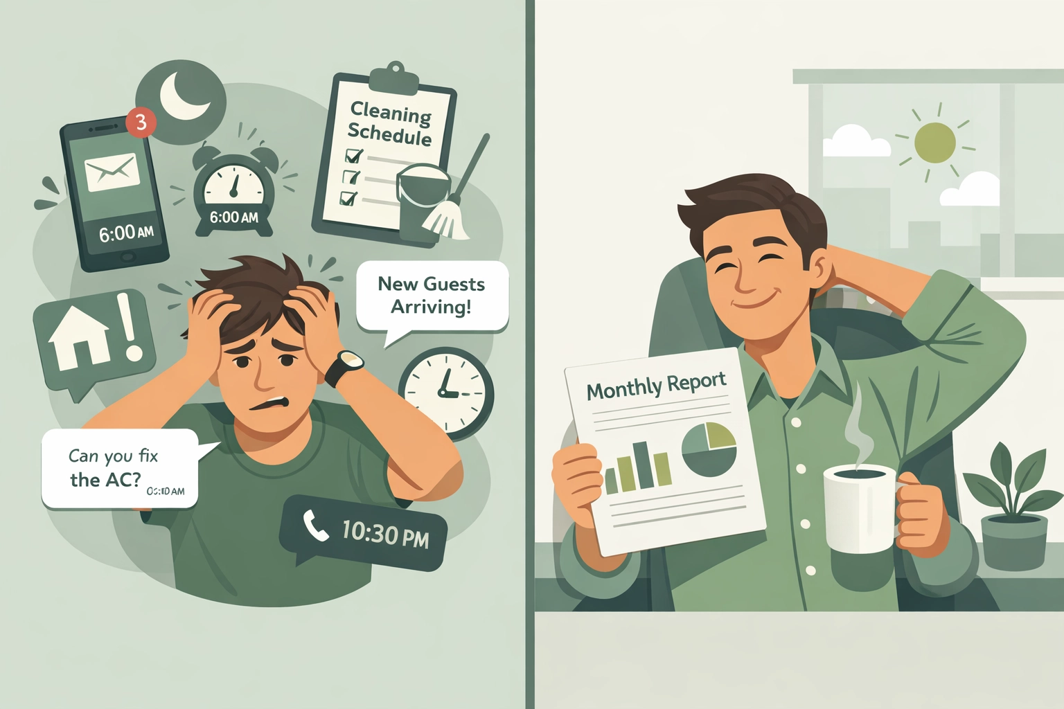 Property management time comparison showing hands-off long-term rental benefits in Arizona