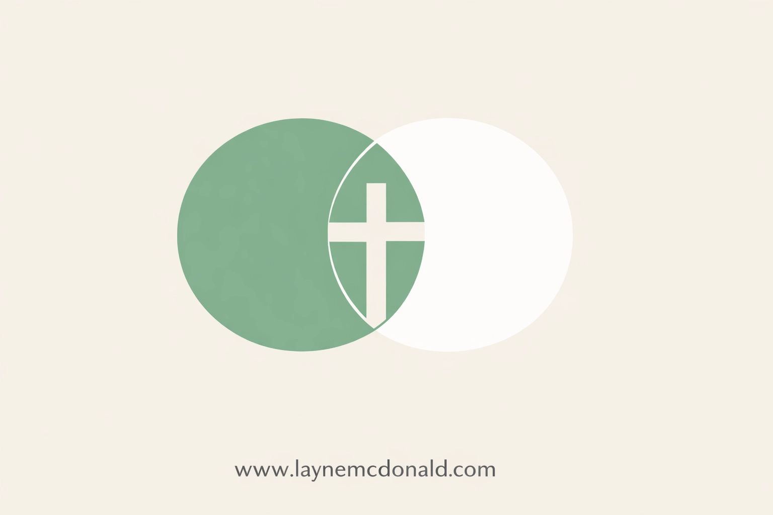 Interlocking circles forming a cross, representing the harmony between medical care and faith for holistic healing.