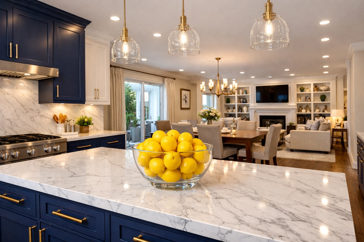 Sparkling clean luxury kitchen in a Worcester home after a professional eco-friendly house cleaning.
