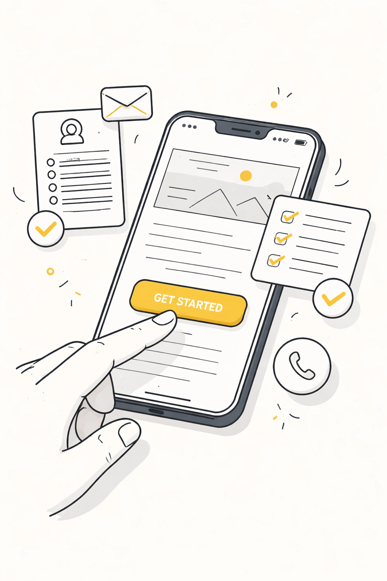Mobile landing page with call-to-action, illustrating PPC conversion steps for Austin services