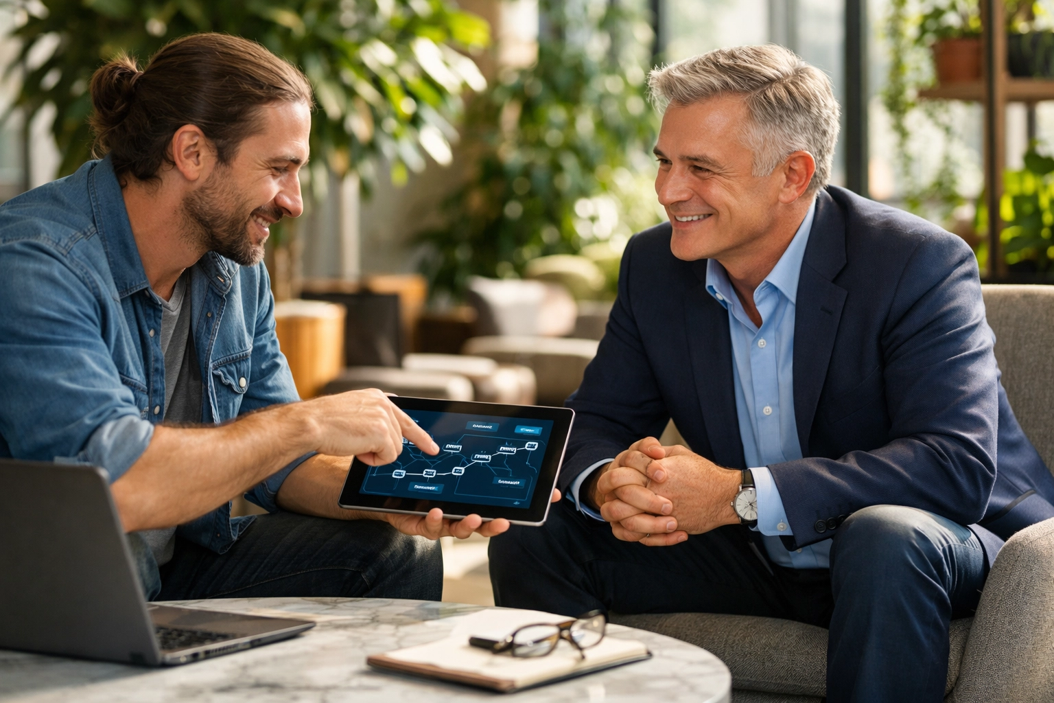 ServiceNow consulting services expert presenting an Agentic AI and ITOM roadmap to a business leader.