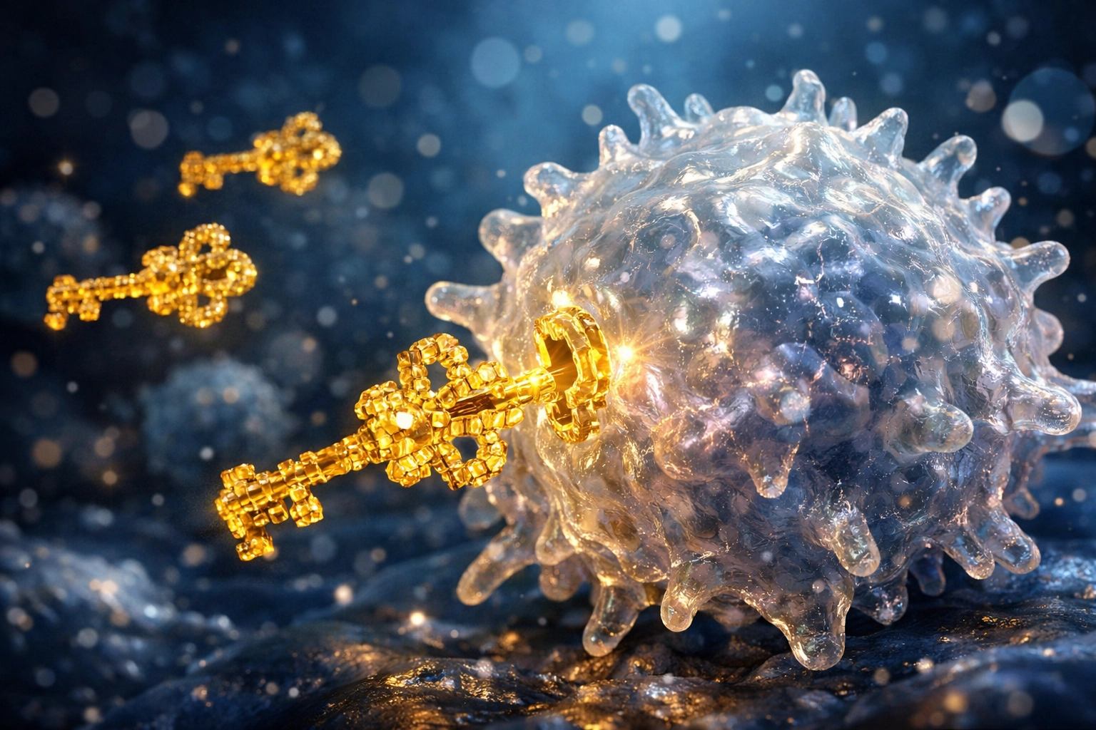 Microscopic beta-glucan molecules interacting with a human macrophage to prime the immune system.