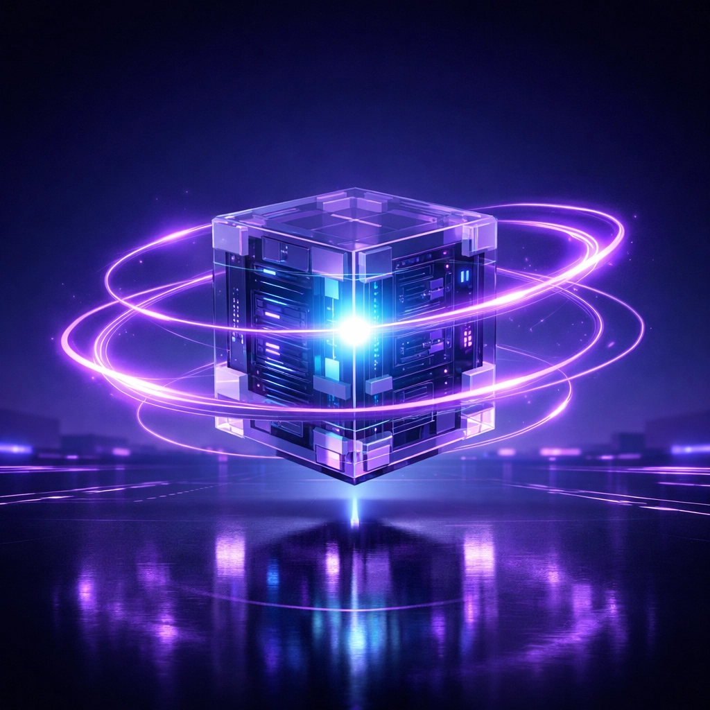 High-performance AI hosting infrastructure dynamically scaling server resources during website traffic spikes.