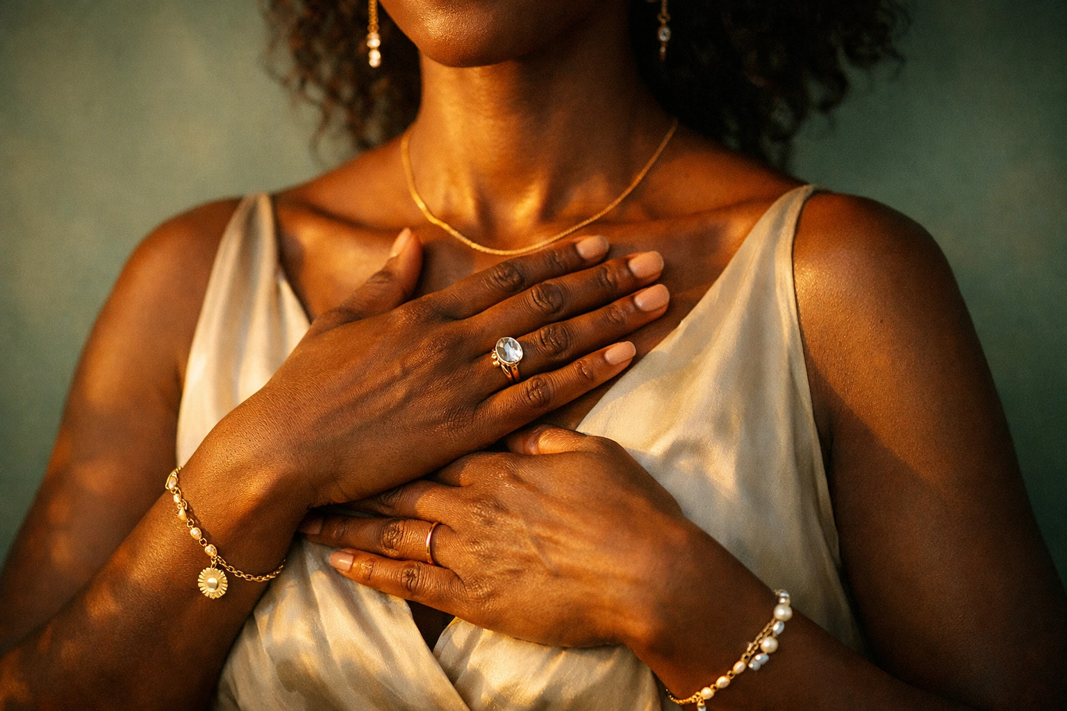 Woman practicing nervous system regulation through self-soothing touch