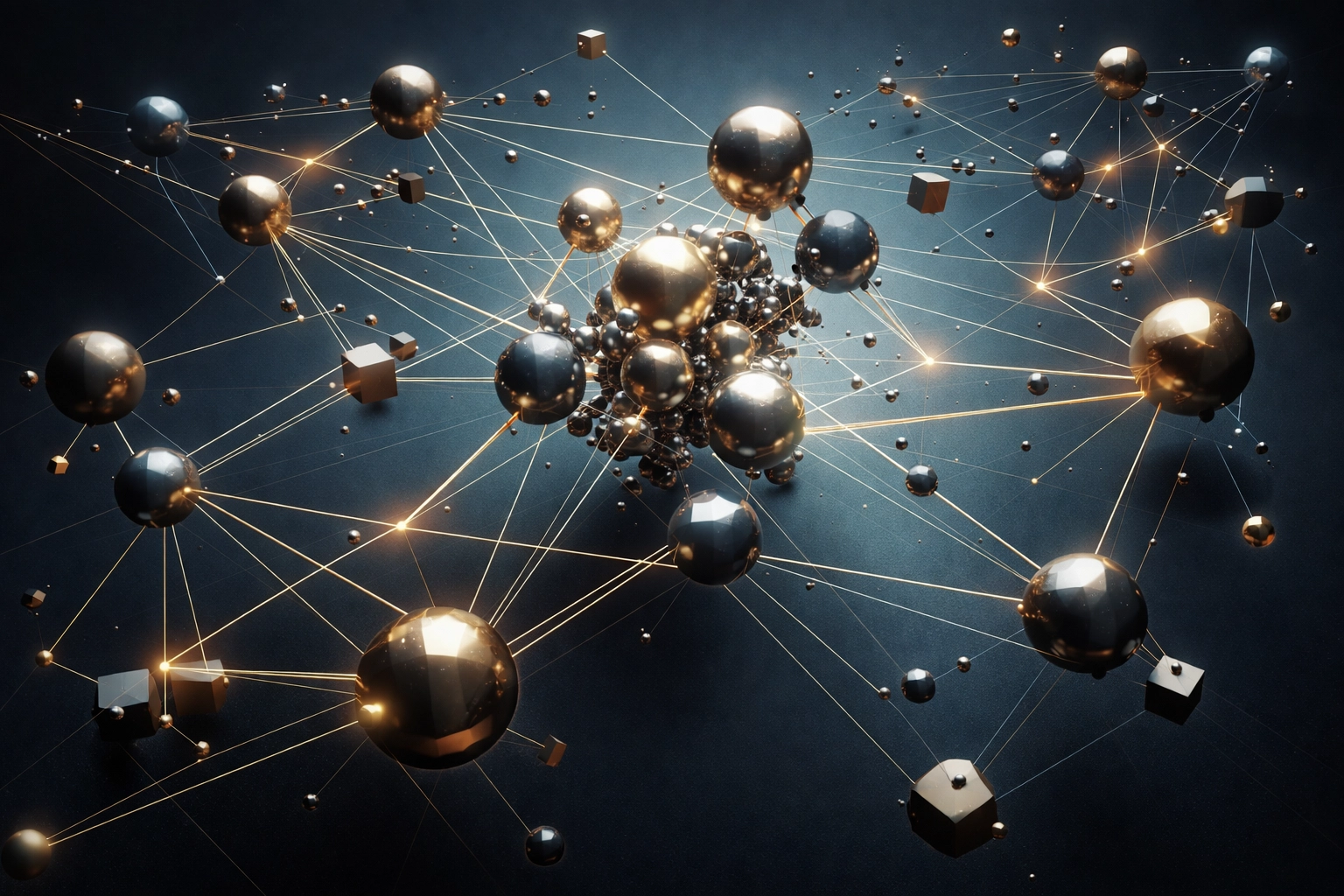 Interconnected assets showing correlation relationships in a diversified investment portfolio