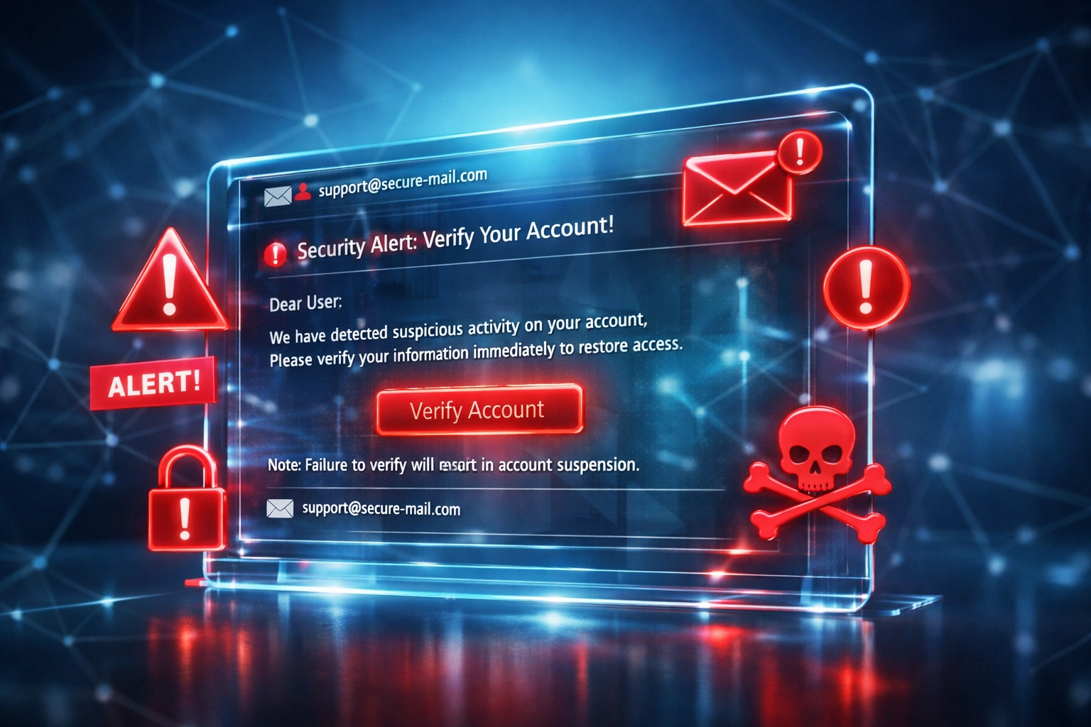 Phishing email threat with security warnings targeting law firm cybersecurity