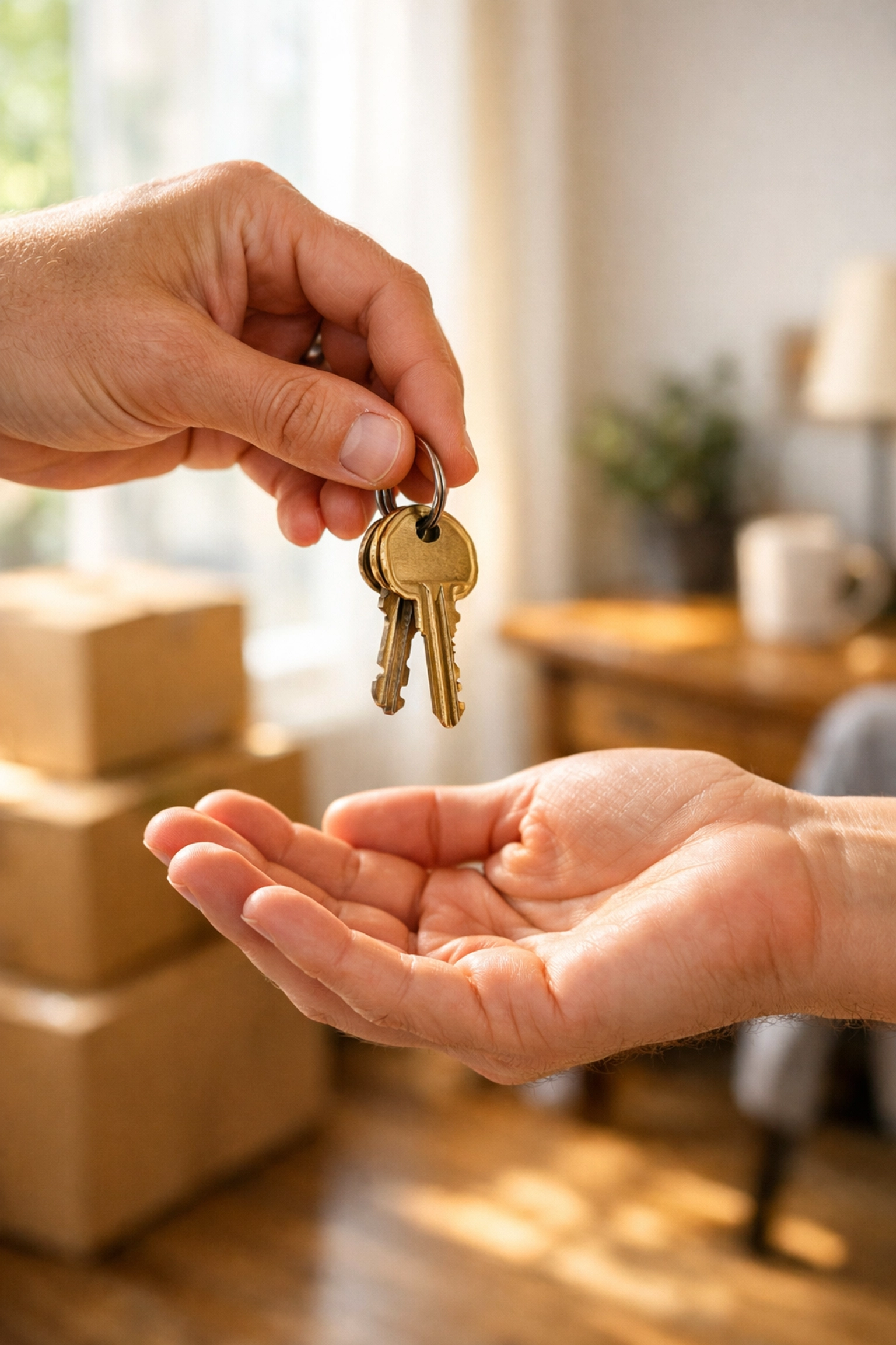 A homeowner handing over keys to sell my house fast georgia through a quick cash closing.