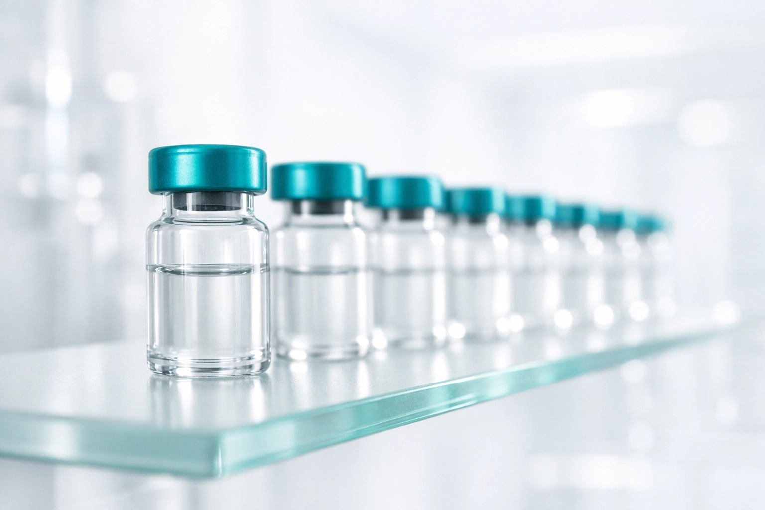 Organized laboratory vials of research peptides illustrating proper inventory storage.