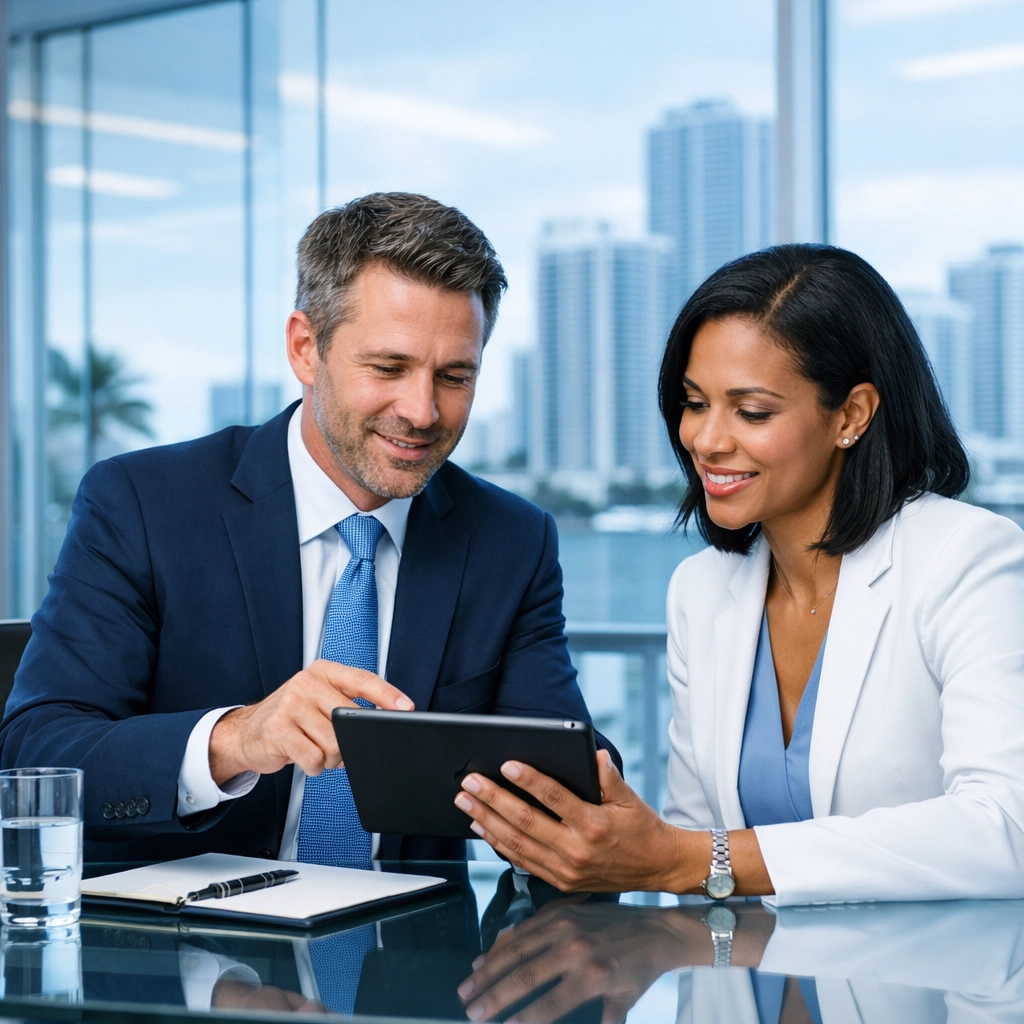 Miami business professionals collaborating on corporate tax strategy and financial growth.
