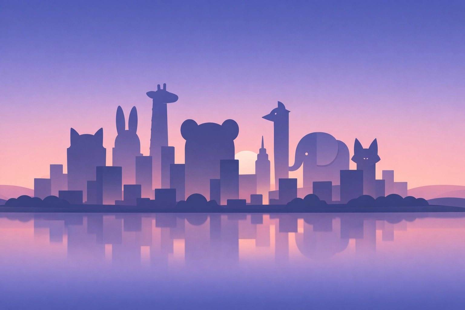 Minimalist vector cityscape illustrating a vibrant community