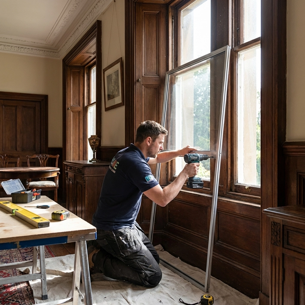 Completed secondary glazing installation