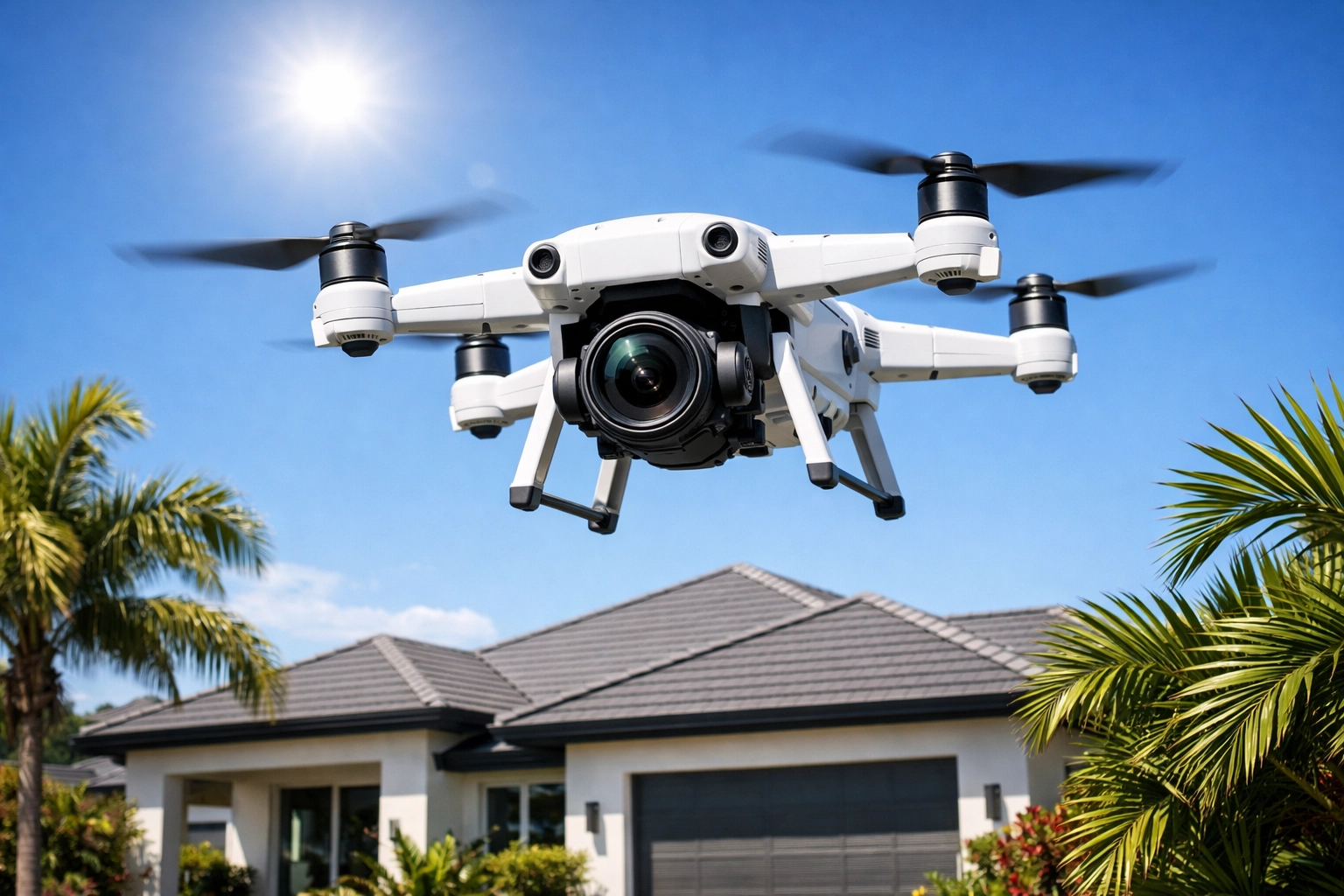 4K Drone roof inspection for home insurance certification Florid