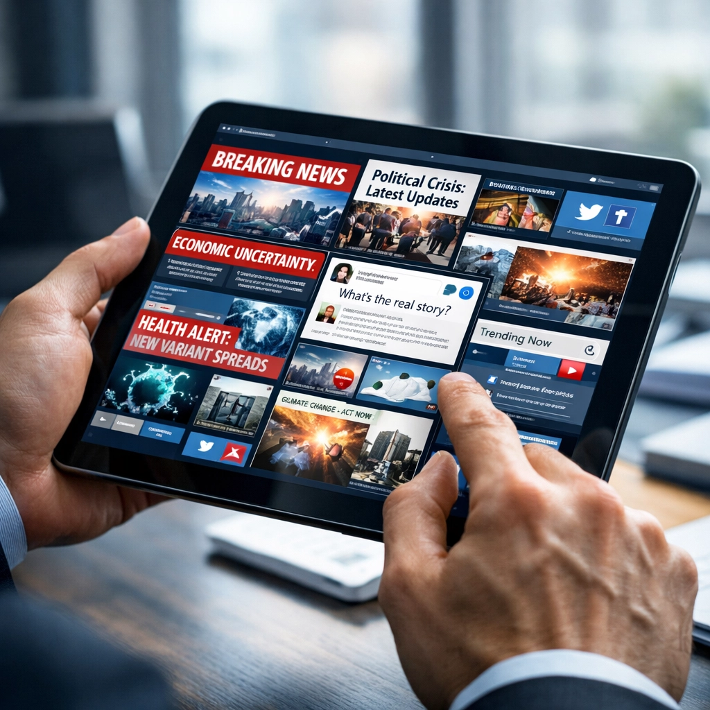 Professional evaluating digital media sources for media literacy training