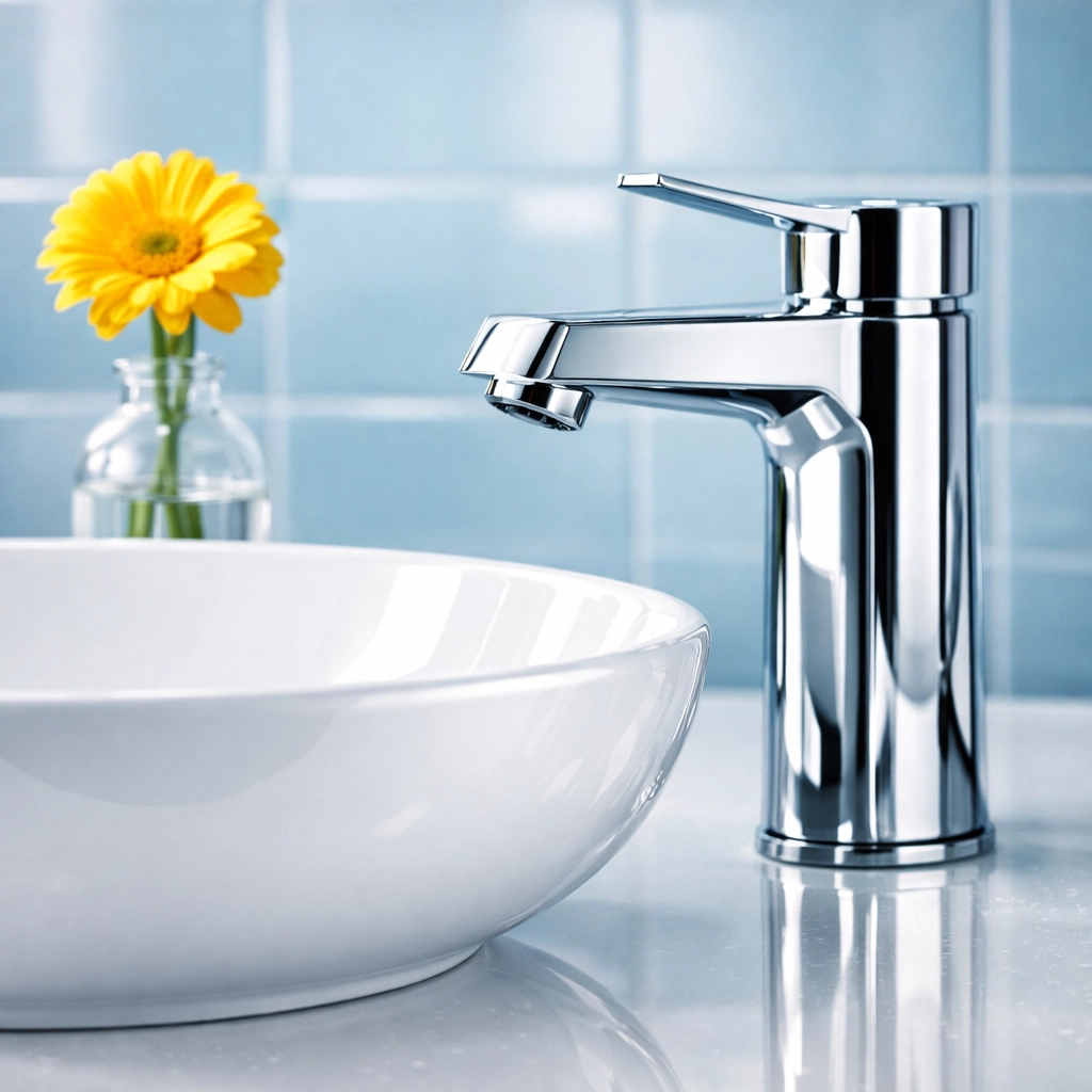 A sparkling clean and sanitized luxury bathroom sink after professional house cleaning in Ashburnham MA.