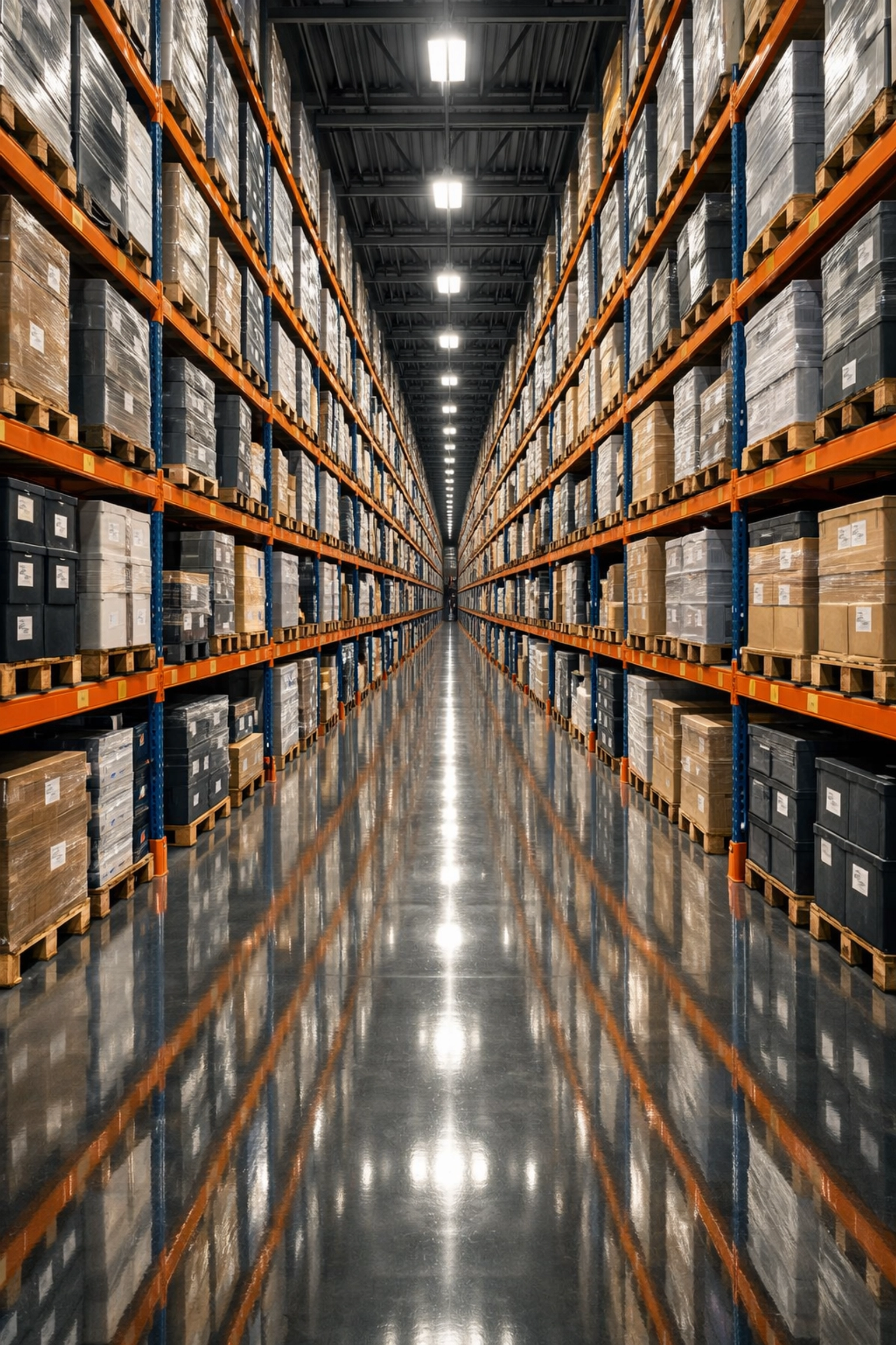 Organized warehouse shelving optimized for high-volume SKU management and professional fulfillment center services.