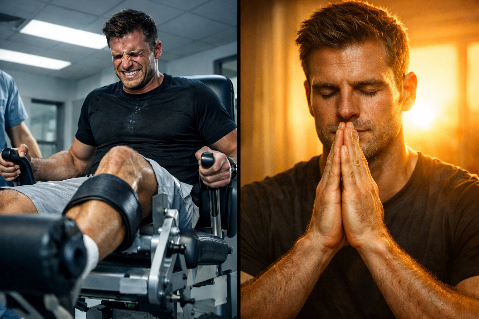 Athlete in physical therapy doing knee exercises while mentally preparing for return to sports after ACL injury