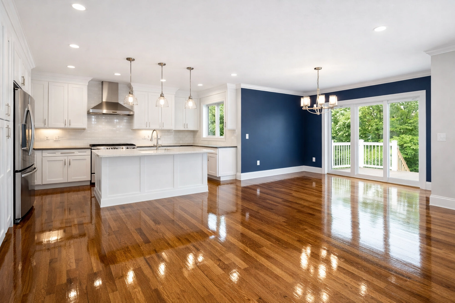 Spotless kitchen in Shirley MA prepared for new owners through professional move-out house cleaning.