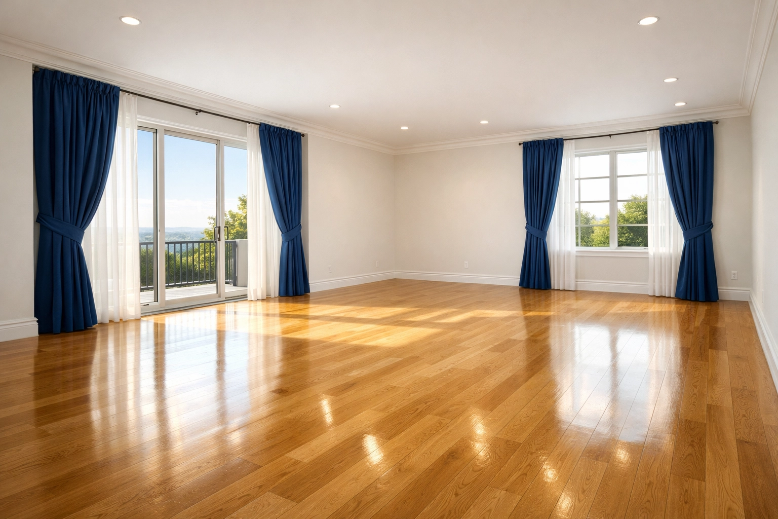 Polished hardwood floors in an empty home following professional house cleaning in Paxton, MA move-out.