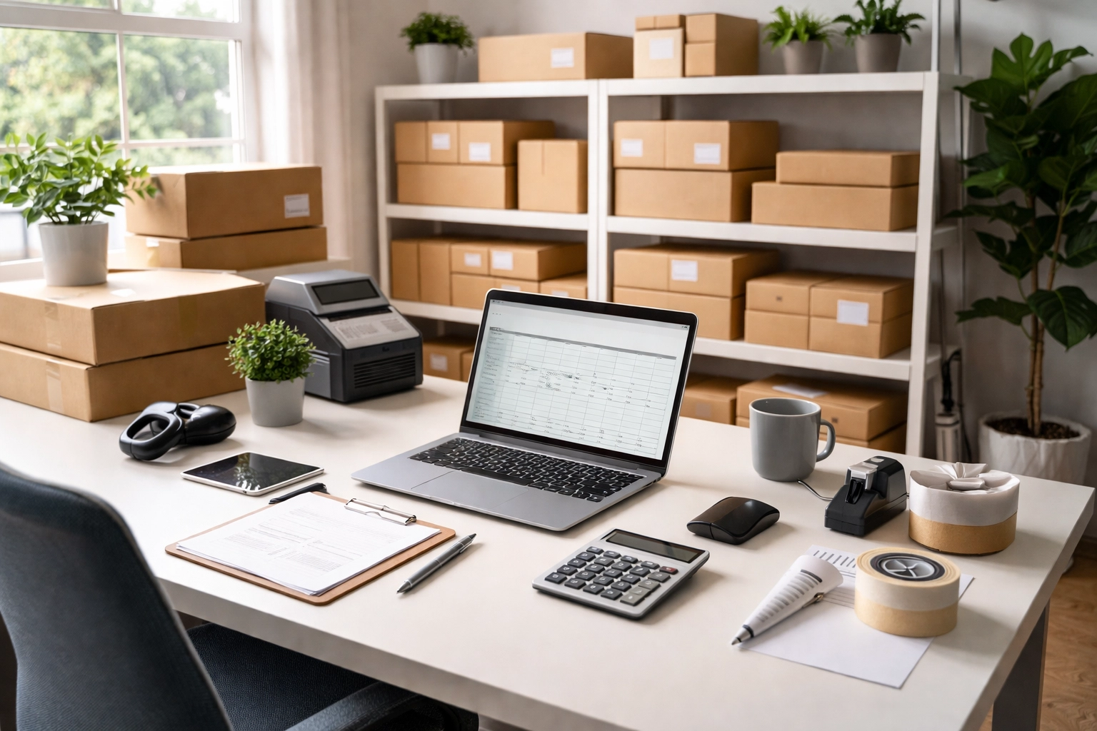 Organized desk workspace showcasing business property assets protected by Texas Business Owners Policy coverage