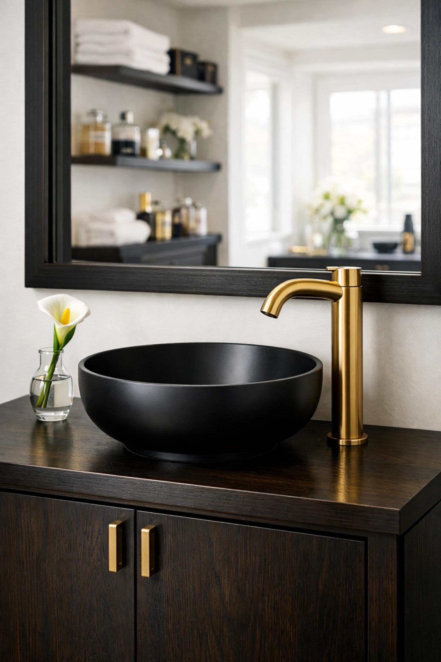 Spotless luxury bathroom vanity reflecting professional cleaning standards in London rentals.